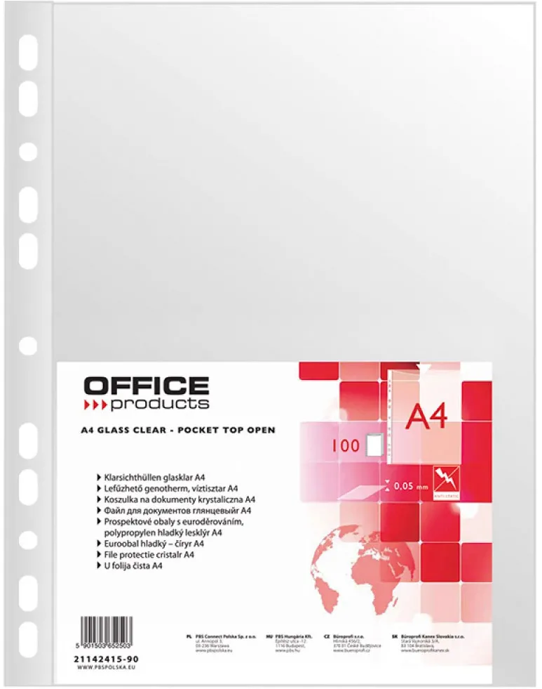 File de protectie cristal Office Products, 50 microni, A4, plastic, 100 bucati/set