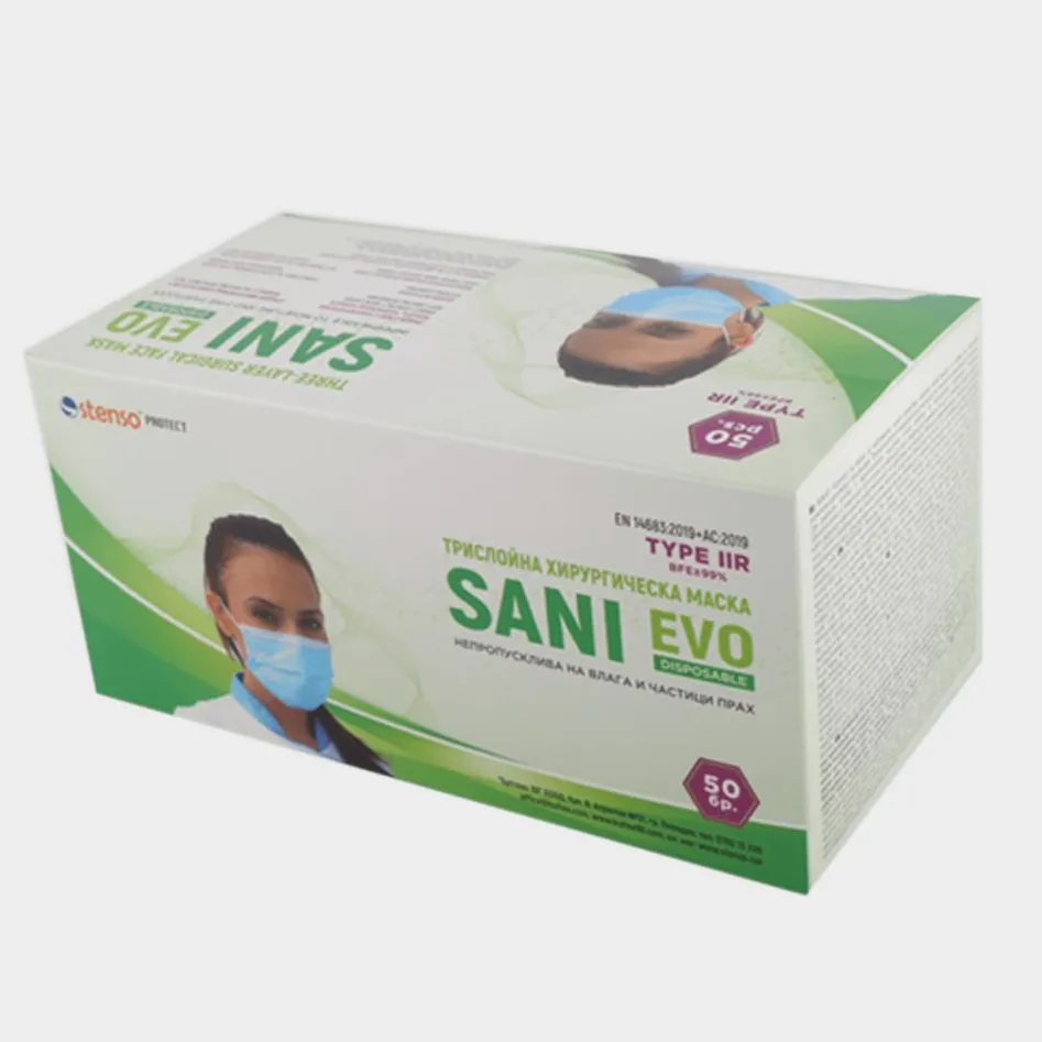 Masca medicala, STENSO, SANI EVO FMN99 Type IIR, 3 straturi, 50 buc/cutie