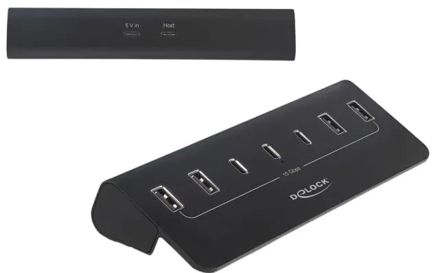 Delock USB 10 Gbps hub with 3 USB Type-C? and 4 USB Type-A (black)