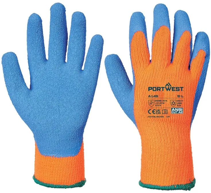 Manusa de protectie la frig Portwest A145 Cold Grip, latex, albastru/portocaliu, marime L