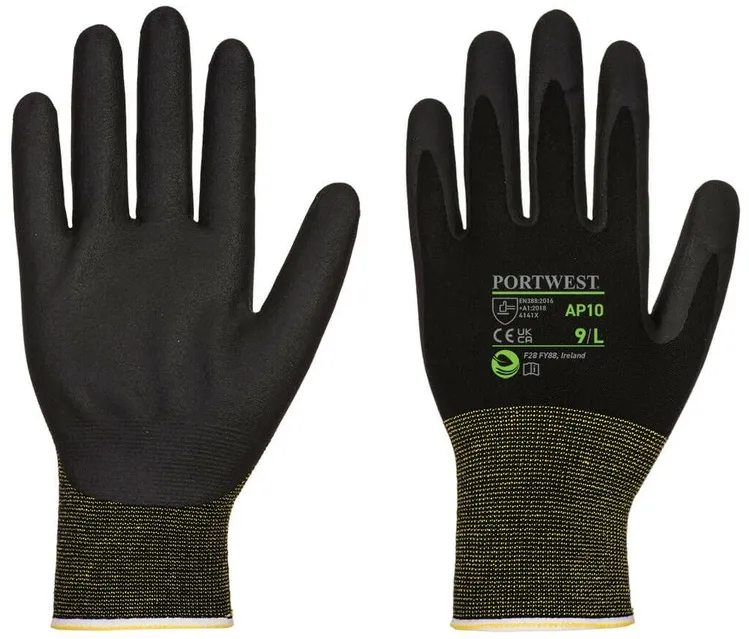 Manusi Portwest AP10, bambus/spuma nitril, negre, marime XS, 12 perechi