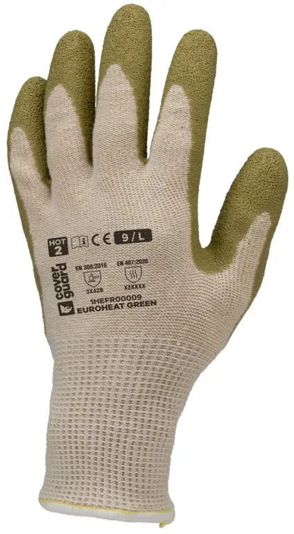 Manusi antitermice Coverguard EUROHEAT GREEN, cu latex, marime 8, verde