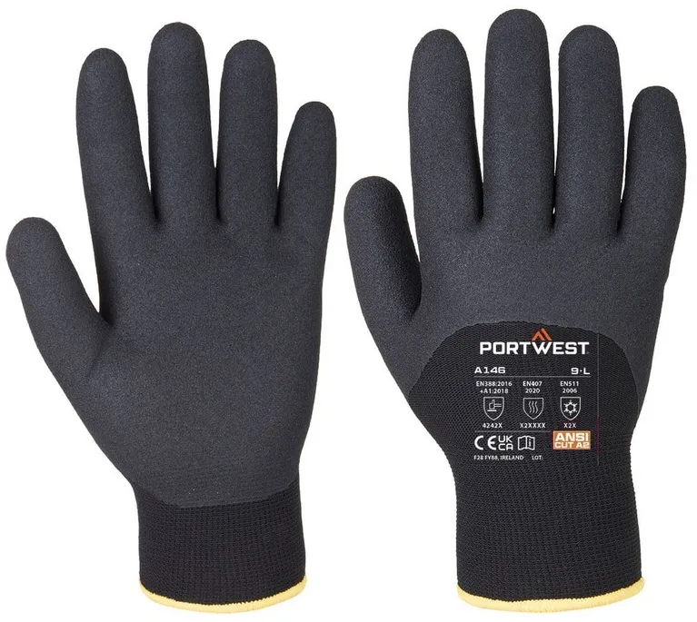 Manusa de iarna Portwest A146, nitril, protectie la frig si caldura, neagra, XL