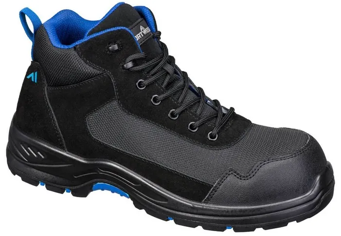 Bocanci protectie Portwest FC22, S3L, HRO, SR, FO, negru/albastru, marimea 45
