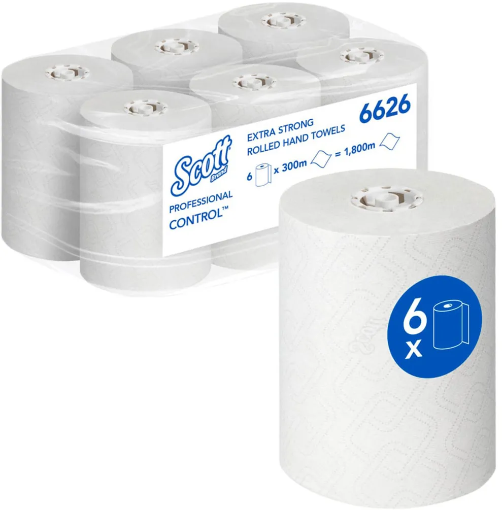 Rola prosop autocut Kimberly-Clark Scott Control Airflex, alb, 1 strat, 300 m, 6 role/bax