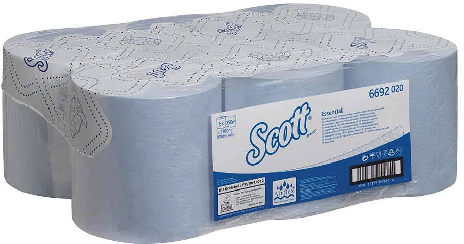 Rola prosop autocut, Kimberly Clark, Scott Max, 1 strat, albastru, 350 metri, 6 role/set