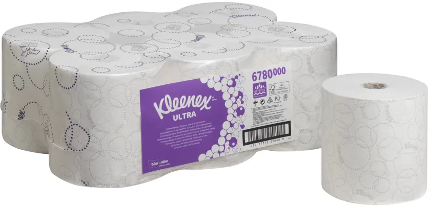 Rola prosop Kimberly-Clark Kleenex Ultra, premium, autocut, 600 portii, alba, 6 role/bax