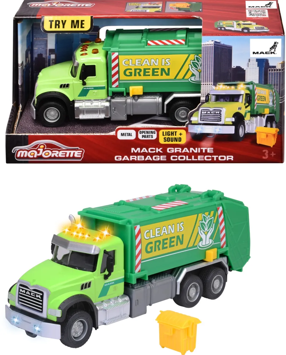 Majorette Mack Granite garbage truck, toy vehicle