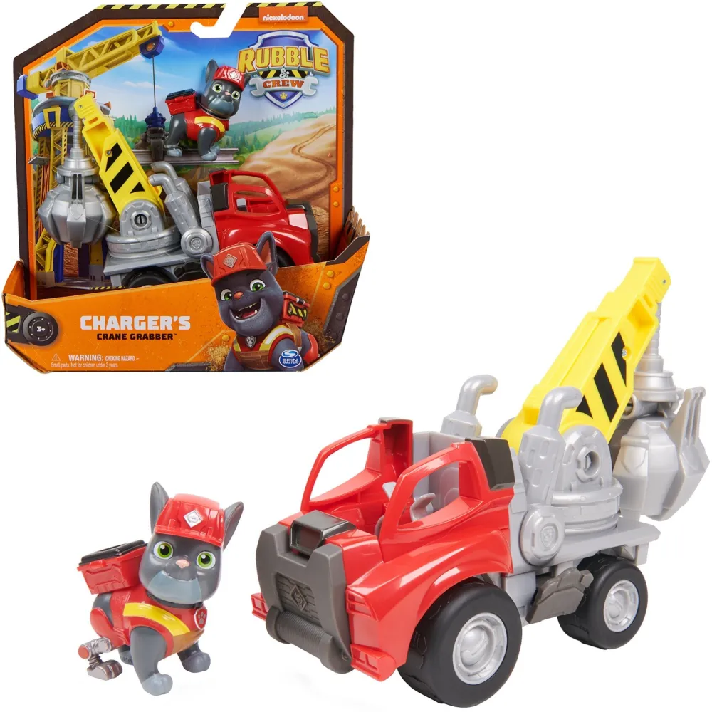 Spin Master Rubble & Crew - Crane Construction Vehicle with Charger Figure, Toy Vehicle