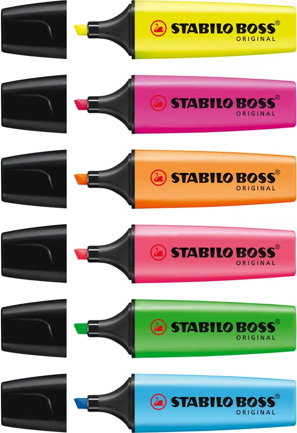 Textmarker, Stabilo, Boss Original, 6 culori, varf 2-5 mm