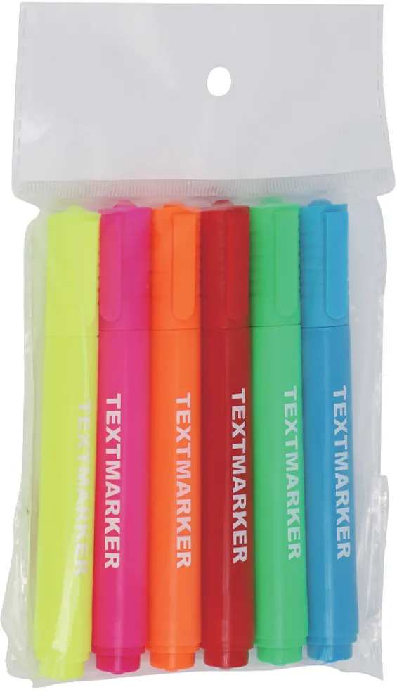 Textmarker, corp rotund, varf 1-5 mm, 6 culori/set