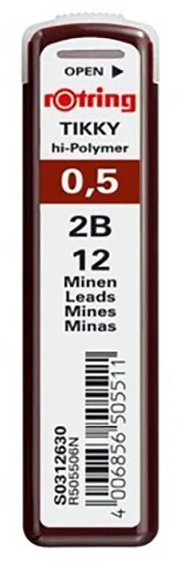 Mine creion mecanic Rotring, 0.5 mm, 2B, 12 bucati/cutie