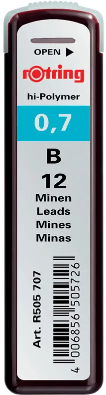 Mine creion mecanic Rotring, 0.7 mm, B, 12 bucati/cutie