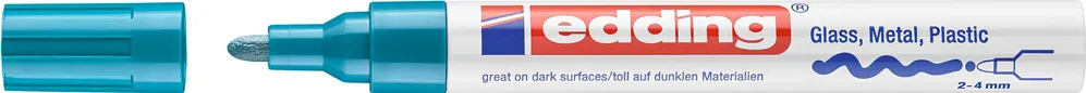 Marker permanent Edding 750, cu vopsea, corp metalic, varf rotund, 2-4 mm, bleu