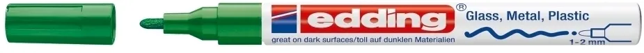 Marker permanent Edding 751 cu vopsea, corp metalic, varf rotund, 1-2 mm, verde