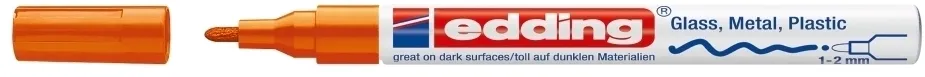 Marker permanent Edding 751 cu vopsea, corp metalic, varf rotund, 1-2 mm, portocaliu