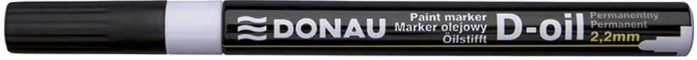 Marker permanent cu vopsea Donau, varf rotund, 2.2 mm, scriere alba