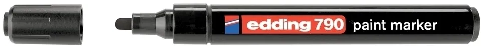 Marker permanent Edding 790, cu vopsea, corp plastic, varf rotund, 2-3 mm, negru