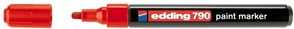 Marker permanent Edding 790, cu vopsea, corp plastic, varf rotund, 2-3 mm, rosu
