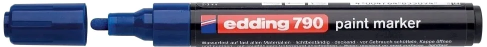 Marker permanent Edding 790, cu vopsea, corp plastic, varf rotund, 2-3 mm, albastru