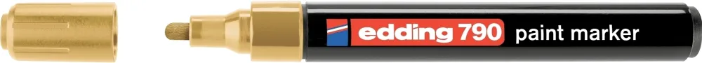 Marker permanent Edding 790, cu vopsea, corp plastic, varf rotund, 2-3 mm, auriu