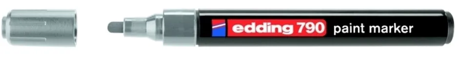 Marker permanent Edding 790, cu vopsea, corp plastic, varf rotund, 2-3 mm, argintiu