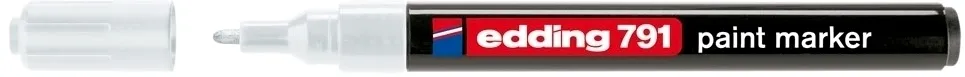Marker permanent Edding 791, cu vopsea, corp plastic, varf rotund, 1-2 mm, alb