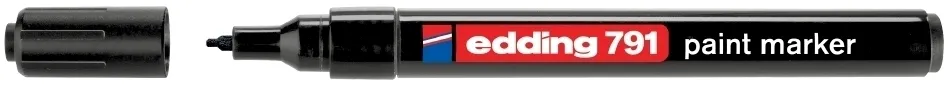 Marker permanent Edding 791, cu vopsea, corp plastic, varf rotund, 1-2 mm, negru