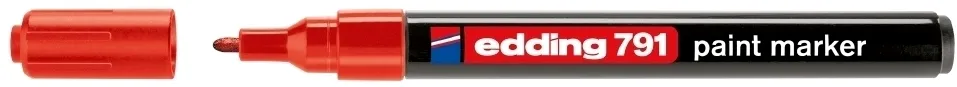Marker permanent Edding 791, cu vopsea, corp plastic, varf rotund, 1-2 mm, rosu
