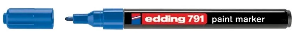 Marker permanent Edding 791, cu vopsea, corp plastic, varf rotund, 1-2 mm, albastru