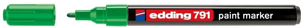 Marker permanent Edding 791, cu vopsea, corp plastic, varf rotund, 1-2 mm, verde