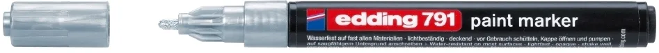 Marker permanent Edding 791, cu vopsea, corp plastic, varf rotund, 1-2 mm, argintiu