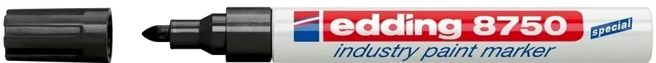 Marker permanent Edding 8750, cu vopsea, corp aluminiu, varf rotund, 2-4 mm, negru