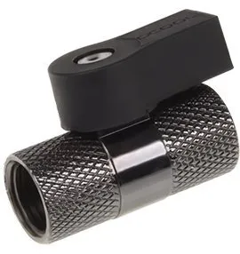Alphacool 2-way ball valve, black nickel-plated - 17354