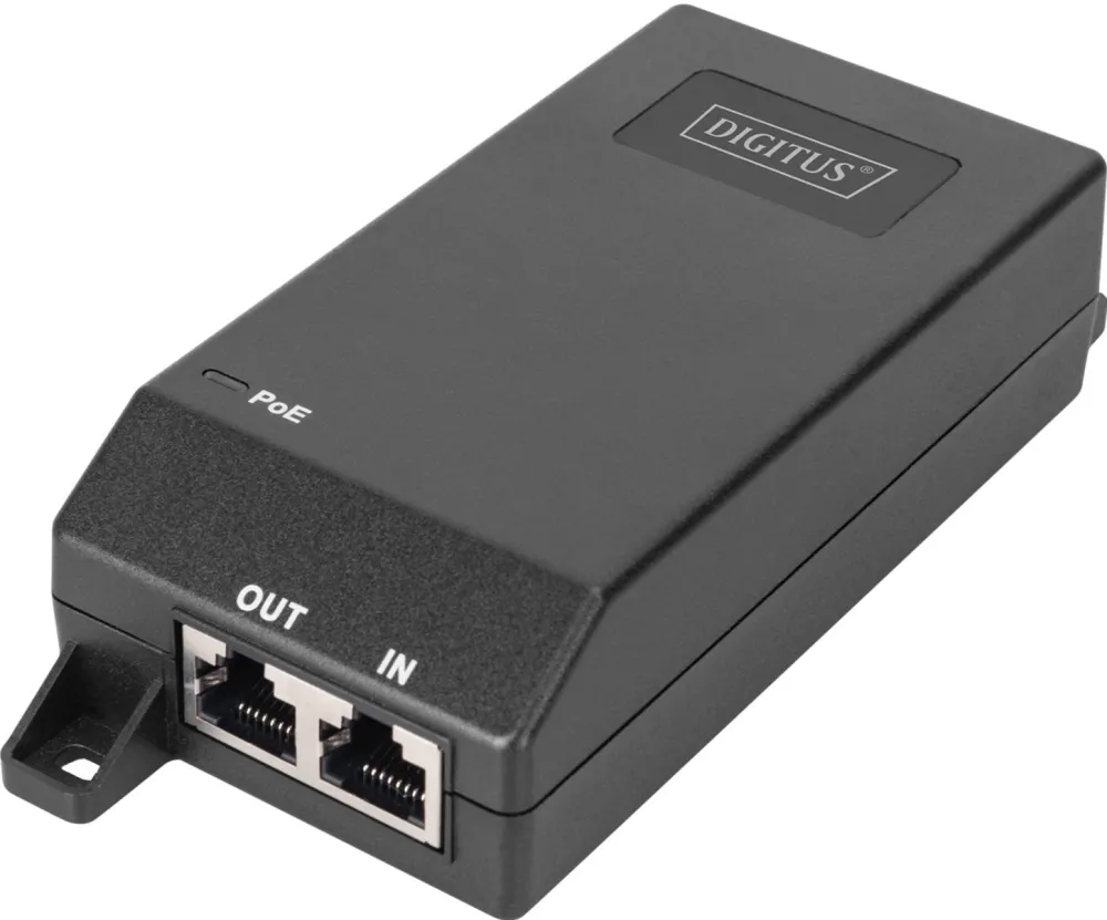 Digitus Gigabit Ethernet PoE+ injector, 802.3at 30 W (black)