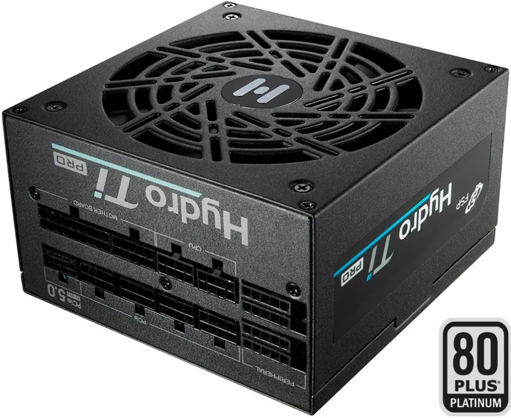 FSP Hydro Ti PRO 1000W, PC power supply (1x 12-pin high power GPU, 5x PCIe, cable management, 1000 watts)