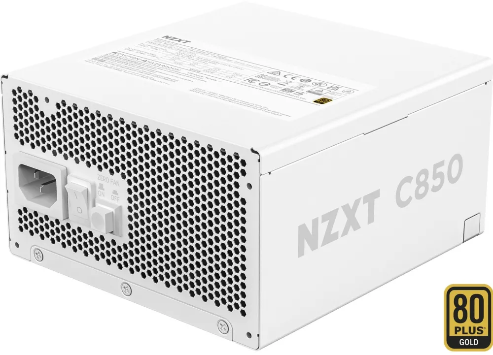 NZXT C850 Gold ATX 3.1, PC power supply (white, 1x 16-pin graphics card connector, 3x PCIe, cable management, 850 watts)