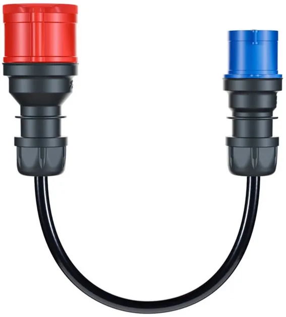 go-e adapter for Gemini flex 11 kW, CEE red three-phase current 16A > CEE blue 16A (black, 30cm)