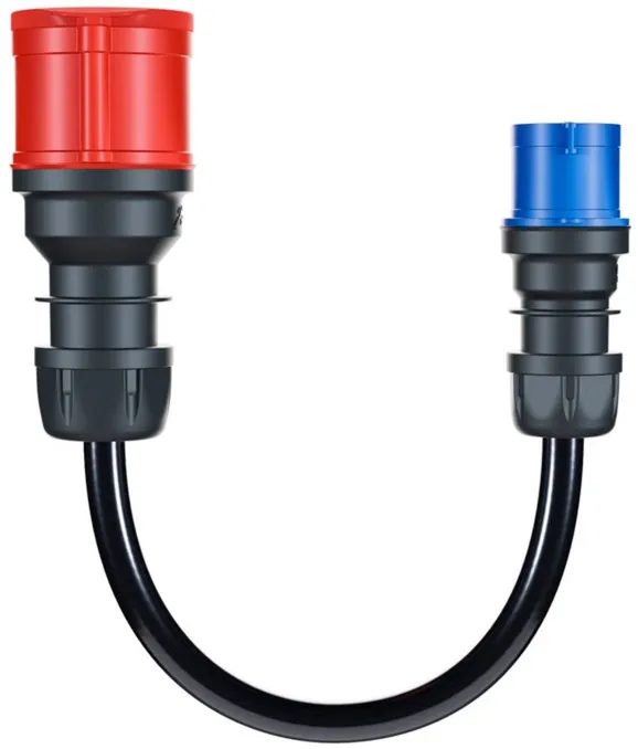 go-e adapter for Gemini flex 22 kW, CEE red three-phase current 32A > CEE blue 16A (black, 30cm)
