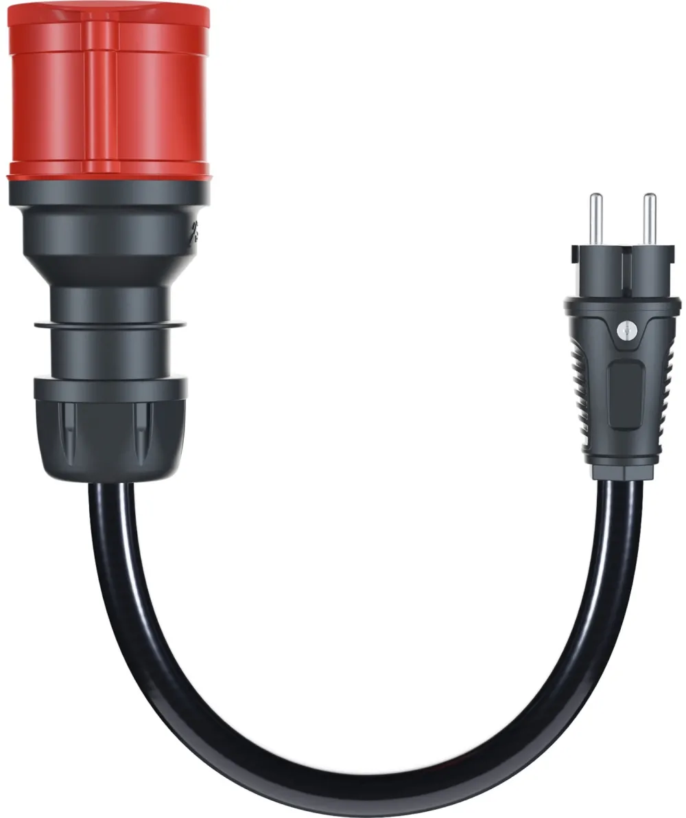 go-e adapter for Gemini flex 22 kW, CEE red three-phase current 32A > household socket (black, 30cm)