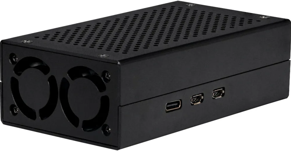Joy-IT aluminum housing for Raspberry Pi 5 M2-HAT (black, incl. active cooler)