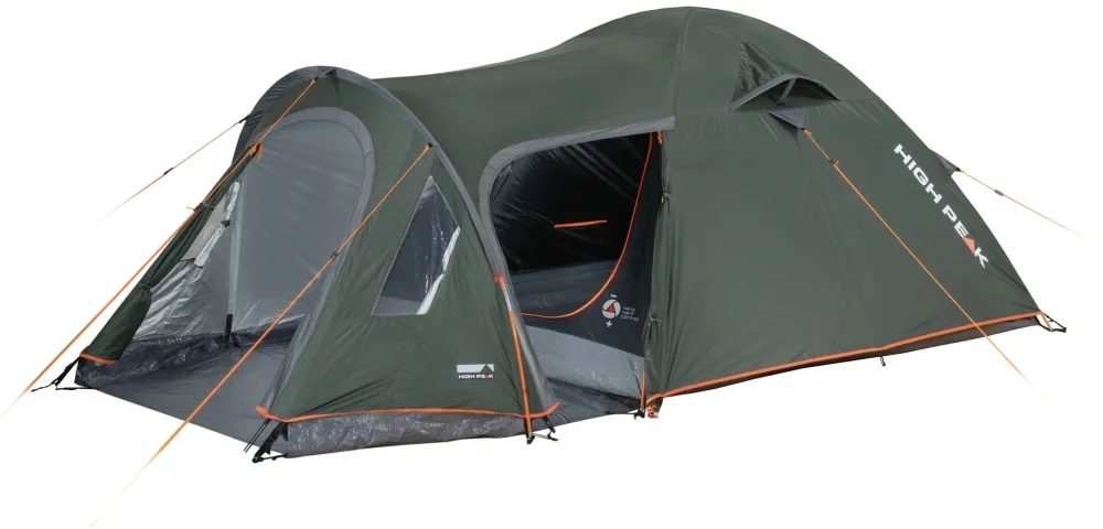 High Peak dome tent Kira 4.1 (dark green/grey, with tunnel porch, Climate Protection 80)
