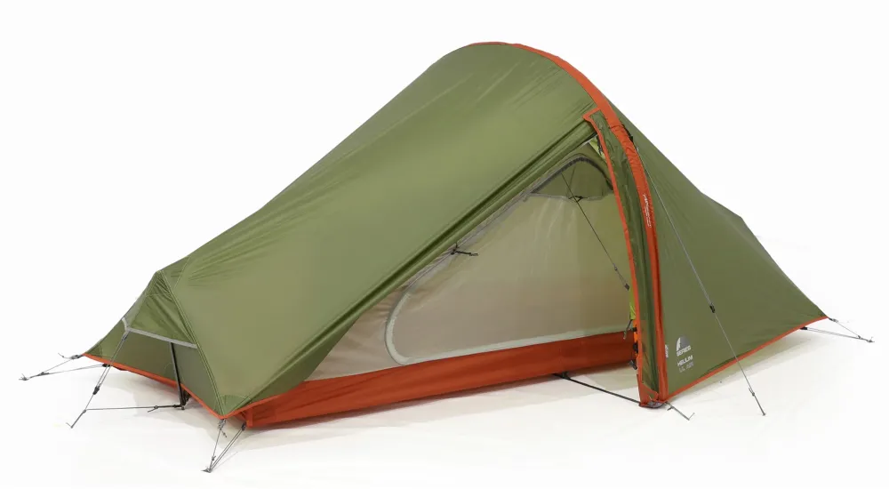 Vango F10 Helium UL Air tunnel tent, green, with vestibule for luggage, 2025 model