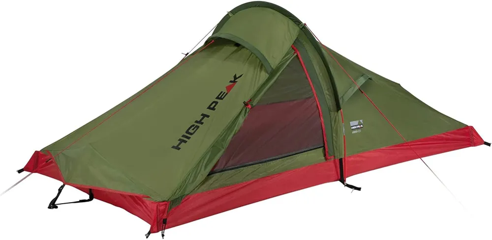 High Peak single arch tent Siskin 2.0 LW (olive green/red, lightweight tent, model 2022)