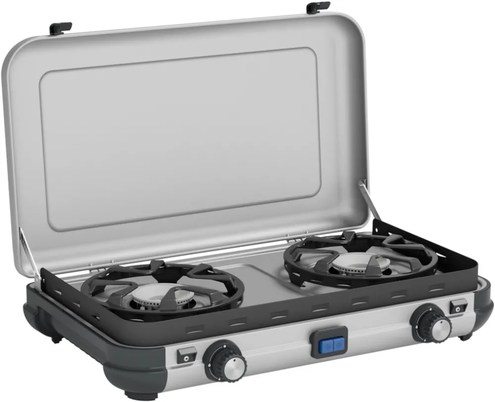 Aragaz camping Campingaz Camping Kitchen 2 Maxi 2 arzatoare 2 x 1,8 kW pentru butelii R904/R907 gri