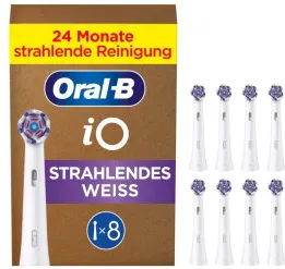 Braun Oral-B iO Radiant White 8-pack, white brush heads, for a brightening clean