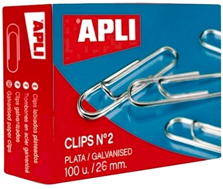 Agrafe pentru birou Apli, 26 mm, zincate, 100 bucati/cutie