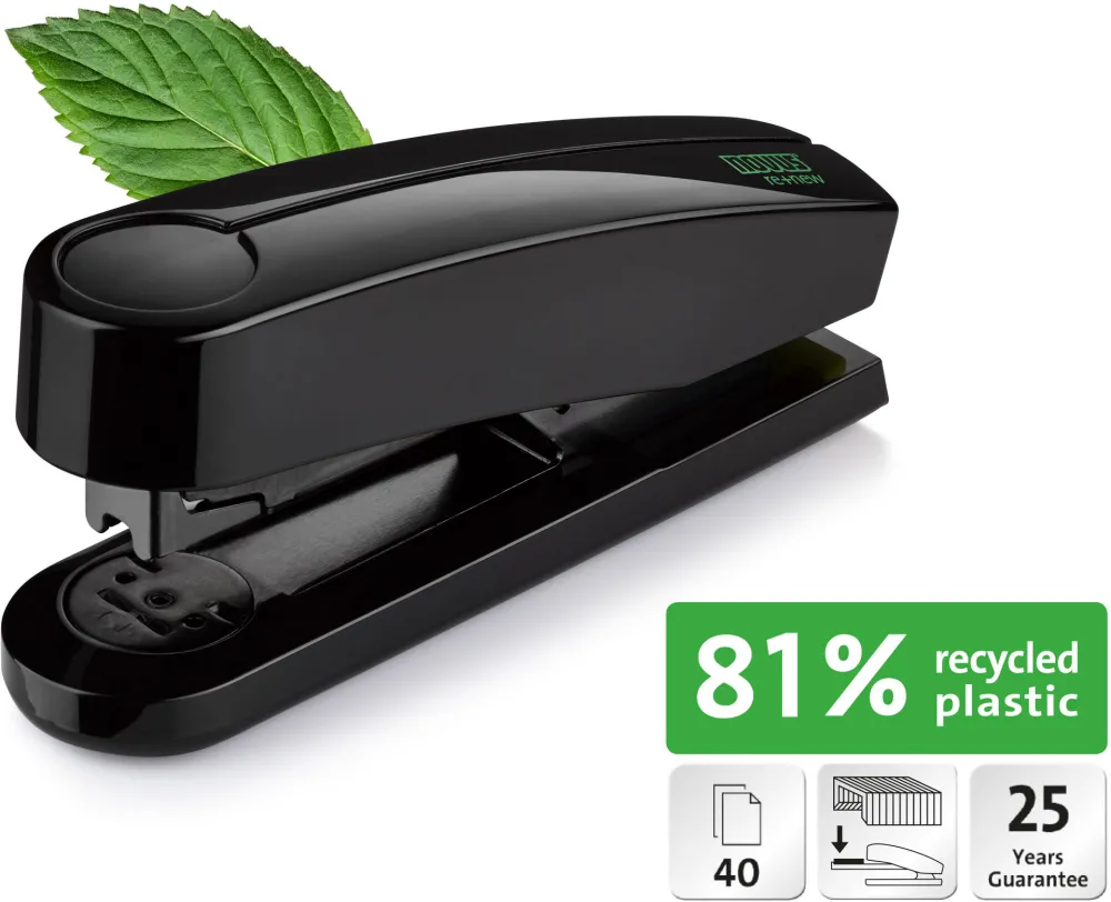 Capsator Novus B4 re+new, 40 coli, capse 24/6, 26/6, 24/8, negru, 81% pp reciclat