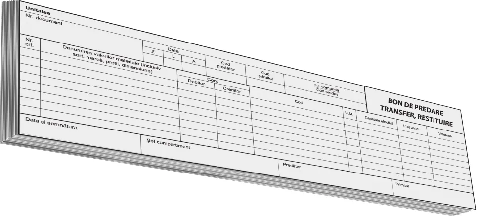 Bon predare-transfer-restituire, 2/A4, 100 file, fata-verso, 3 bucati/set