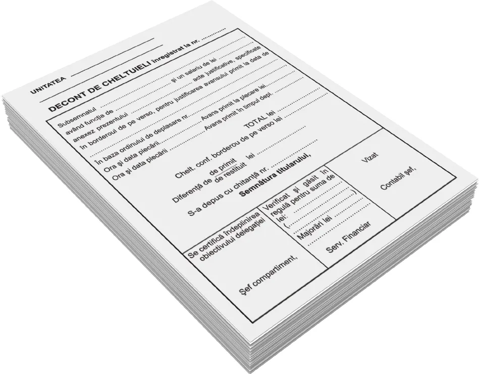 Decont cheltuieli deplasare, A5, 50 file, fata-verso, 3 bucati/set